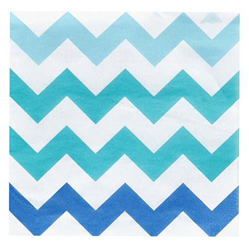 Chevron Blue Beverage Napkins (20)