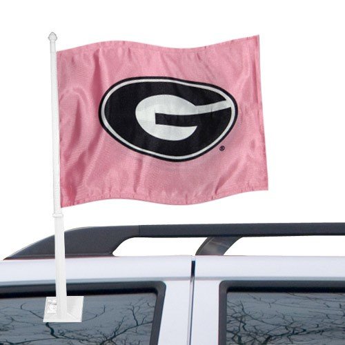Georgia Bulldogs Pink Mascot Car Flag