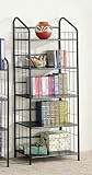 Modern and Contemporary Style Black Metal Five Tier Bookcase