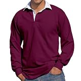 Front Row Long Sleeve Rugby Shirt, Burgundy, S