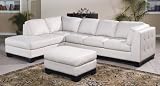 All Leather Sofa Sectional in Ivory - 8-Way-Hand-Tied - 9958IV