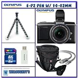 Olympus PEN E-P2 12.3MP Digital Camera w/ 14-42mm f/3.5-5.6 Micro Four Thirds Lens + Electronic View Finder + Travelers Package #2