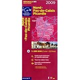 IGN (Institut Geographique National) Road Map Nord - Pas de Calais (France) Scale 1:250,000
