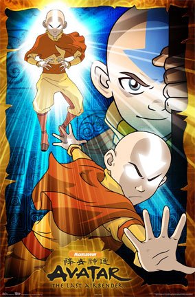 Avatar (Aang) White Wood-Mounted TV Poster Print - 24 X 36