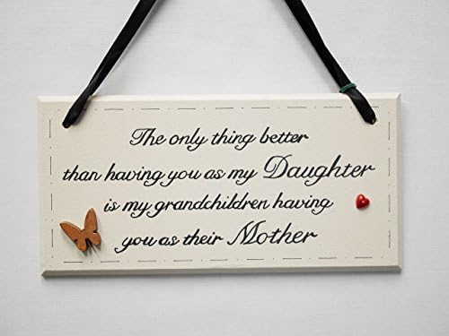 Daughter Mother Wood Plaque Hand Painted and Handwritten Wall Art Butterfly Adorned