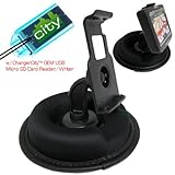 Magellan Maestro 3200 3210 3225 3250 4200 4215 4225 4245 4250 4350 4370 GPS Portable Dashboard Friction Mount Kit by ChargerCity w/ Micro SD USB Card Reader, Bracket Cradle & Beanbag Dash Mount