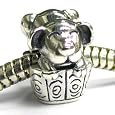Queenberry Sterling Silver Cute Smily House Dog In Basket Bead for Pandora Troll European Charm Bracelets On Sale