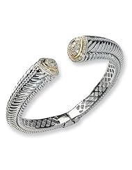 Sterling Silver w/14k Diamond Bangle