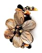 Brown Zebra Print Shell Flower Cuff Bracelet Fashion Jewelry