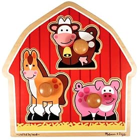 Melissa and Doug Deluxe Wooden Barnyard Animals Jumbo Knob Puzzle by Melissa & Doug