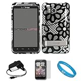 Silver Case with Black Flower Durable 2 Piece Protective Crystal Hard Shiel ....