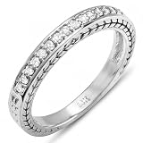 14K White Gold Round White Diamond Anniversary Wedding Band Stackable Ring 1/4 CT (0.25 CT, G-H Color, SI-I Clarity)