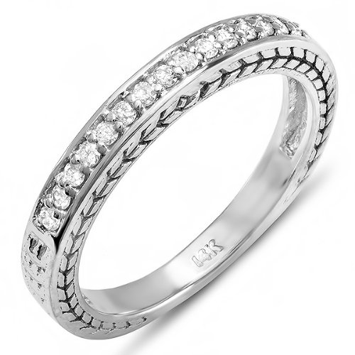 14K White Gold Round White Diamond Anniversary Wedding Band Stackable Ring 1/4 CT (0.25 CT, G-H Color, SI-I Clarity) Discount