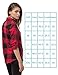 Red Black Plaid Flannel Checked Button Down Dress Shirt Long Sleeve for Women