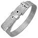 Stainless Steel Mesh Belt Buckle Womens Silver Tone Bracelet