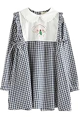 Cotton Plaid Print Party Dress/Mini Dress 