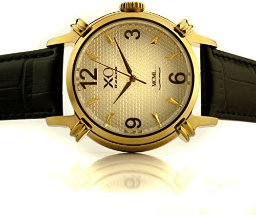 Mens Mercedes Gullwing DNA Round Collection Yellow Gold Case White Dial Black Strap 03R