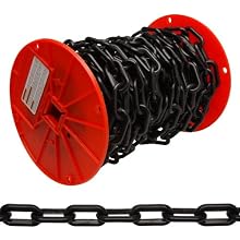 Campbell 0990857 Plastic Chain on Reel, #8 Trade, 0.30" Diameter, 60' Length, Black