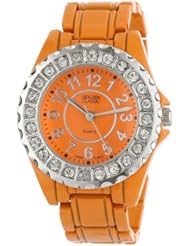 Golden Classic Womens 2284-orange "Times Up" Orange Dial Rhinestone Encrusted Bezel Watch