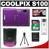 Nikon Coolpix S100 Digital Camera (Purple) with 8GB Card + Case + Accessory ....