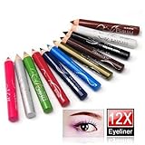 Cool88 New Cosmetic Makeup Eyeliner Eyebrow Pencil, Set of 12