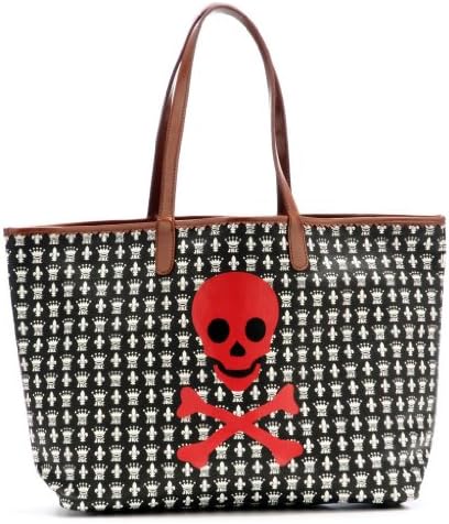 Jessica Kagan Women's Goyard Style Coated Canvas Skull Tote Bag