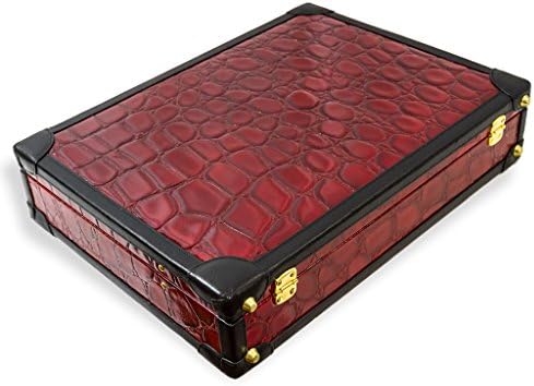 Terrida Italian Designer Diplomat Pasha Burgundy Croc Leather Briefcase Attache