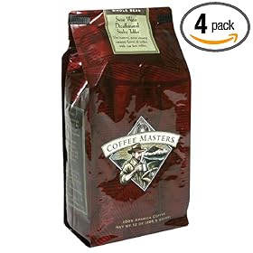Coffee Masters Flavored Coffee, Sticky Toffee Decaffeinated, Swiss Water Processed, Whole Bean, 12-Ounce Valve Bag, (Pack of 4)
