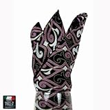 PS-XL-659 - Silk Pocket Square - Made in Italy - Black - Purple - Gold - White