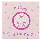 Girls Lil Cupcake 1st Birthday Lunch Napkins (16) Party Supplies