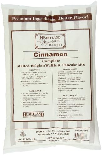 Heartland Food Products Signature Recipe Belgian Waffle Mix, Cinnamon, 5 Pound