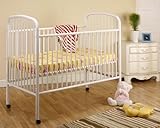 White Finish Metal 2 In 1 Convertible Crib -Toddler Bed