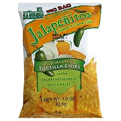 El Sabroso Jalapenitos, Jalapeno Peppers and Cheese Tortilla Chips, 1.5-Ounce Packages (Pack of 60)
