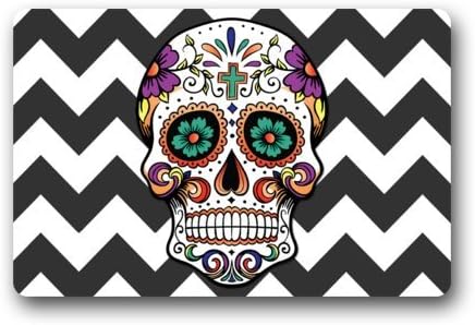 Chevron Sugar Skull Decor Printed Coir Doormat Door mat