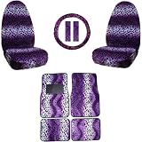 Best Price Front & Rear Floor Mats, High Back Seat Covers Interior Auto Accessories Combo Set - 9 Piece Safari Purple Leopard