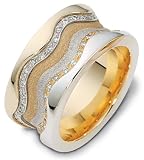 11.5mm modern two-tone diamond wedding band ring (0.68cts diamonds 14K Gold)
