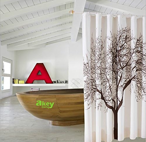 Akey Living 72 X 72 inch Polyester Waterproof Shower Curtain with Tree Design - Brown