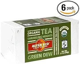 Alter Eco Fair Trade Organic Green Dew Tea, Darjeeling Heights, 20-Count Tea Bags (Pack of 6)