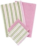 Villa Stripes Kitchen Towel Set of 4 - Rose