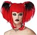 Red and Black Demon Pixie Costume Wig with Devil Horns
