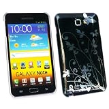 SAMSUNG GALAXY NOTE SUPER SLIM CLIP ON PROTECTION CASE/COVER/SKIN BLACK WITH SILVER FLOWERS BY KIT ME OUT UK: samsung galaxy note zebra case
