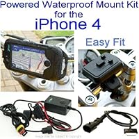 Buybits Waterproof Motorcycle Bike Mount Standard Kit with Direct to Battery Hardwire Power for the Apple iPhone 4