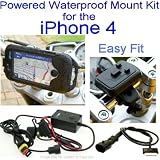 Buybits Waterproof Motorcycle Bike Mount Standard Kit with Direct to Battery Hardwire Power for the Apple iPhone 4