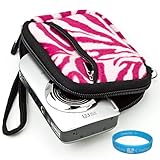Mini Neoprene Glove Camera Carrying Case with Pink Zebra Fur Exterior for S ....