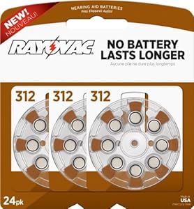 Rayovac L312ZA-24ZM Mercury Free Hearing Aid Batteries - Size 312, 24 Count Package