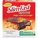 Slim-FastOptimaSnackBar,CrispyPeanutCaramel,1.0-OunceBarsin6-CountBoxes(Packof8)