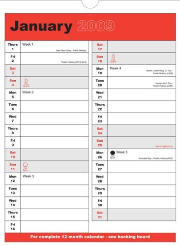 Appointments Calender Large 46cm X 34cm - 2009 (YEM09)