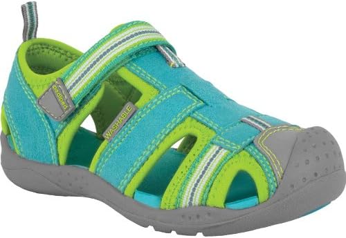 Pediped Flex Girl's Sahara Adventure Washable Sandal, Turquoise/Lime, 29
