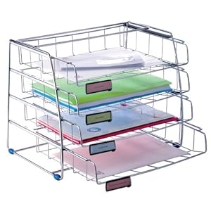 Desk Filing Trays on Alba Desk Set Wire 4 Trays Side Loading 4 Label Holders