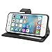 Evecase iPhone 6S Case, Leather Wallet Folio Case with Credit Card ID Slots, Currency Pocket, Hand Strap and Stand for Apple iPhone 6S / 6 4.7”- Black